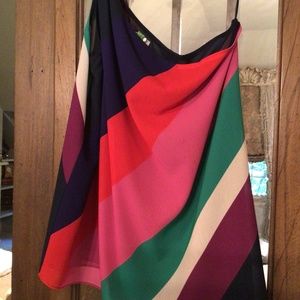 Trina Turk one shoulder top multi color stripes